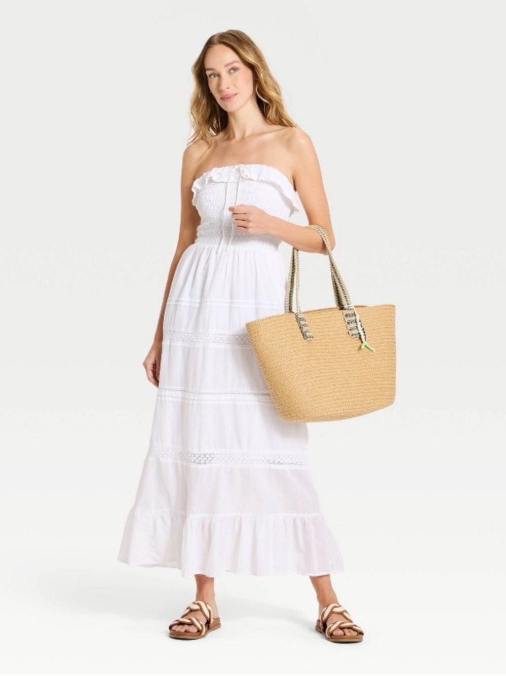 100% Cotton strapless Maxi Pullover Sundress - Universal Thread
White